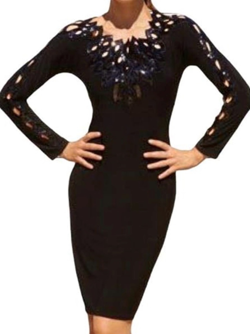 Joseph Black Long-Sleeve Cutout Sheath Dress